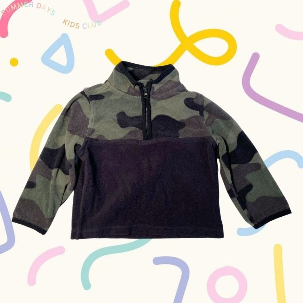oshkosh b'gosh 18M lightweight green and black camouflage fleece sweater